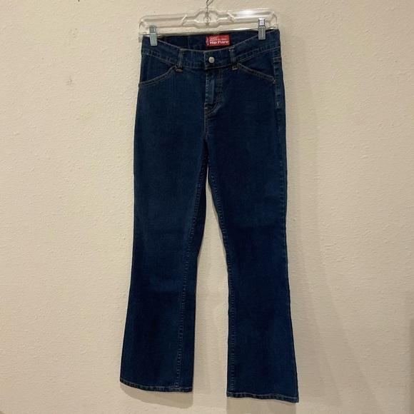 LEVI’S Girls Hip Flare Regular Jeans Dark Wash Stretch Denim Size 16R (Gir… - Picture 1 of 10
